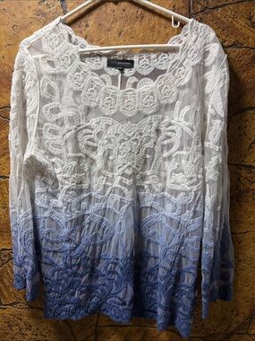 Edit by Jeanne Beker White Lace Overlay Top P2P 21” length 30”